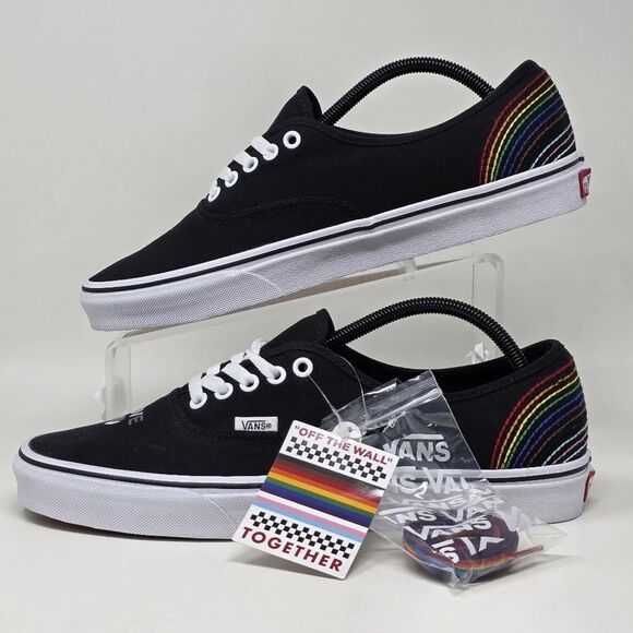 Vans Slip Ons Low Top Embroidery on Heels LGBTQ Sneakers Men's Size 11 New - Picture 3 of 9